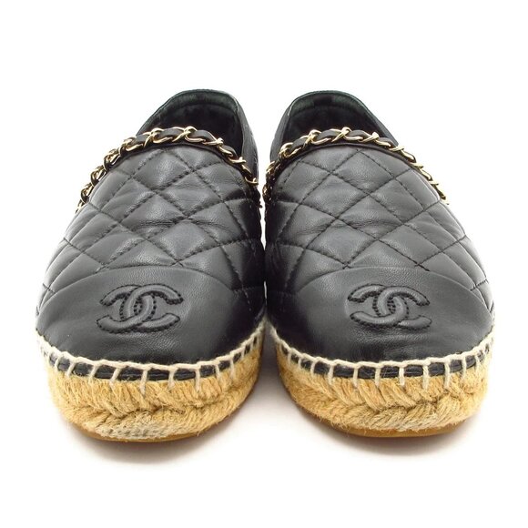 Authentic CHANEL Black Lambskin Women's Shoes Gold hardware br829-112025 - Picture 5 of 11